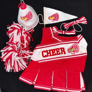 Build a Bear Uniforme de Animadora Rojo y Blanco Pendientes Megáfono Pompones Colgante - Imagen 1 de 14
