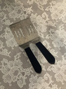 Set Of 2 Pampered Chef Mini Stainless Serving Slotted Spatulas Black 7.75” - Picture 1 of 8