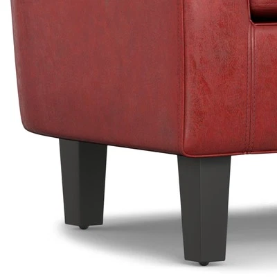 Silla de bañera contemporánea Simpli Home Austin 30" en imitación de cuero rojo Foto 1 de 4