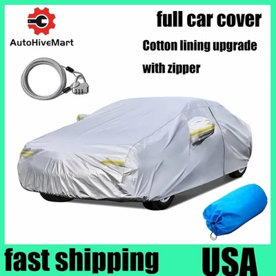 Car Cover Fleece Lining Full Cover Rain UV Protection W/Zipper For VOLVO  S60 - Image 1 of 4