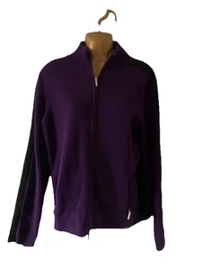 Chaqueta tejida Ralph Lauren violeta púrpura negra cremallera completa para mujer talla grande preppy - Imagen 1 de 10
