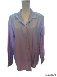 Jaclyn Smith Iridescent Purple/Blue Long Sleeve Blouse Size Large - Picture 1 of 4