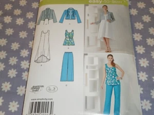 SIMPLICITY 0247 MISSES PULLOVER DRESS OR TUNIC PANTS & JACKET PATTERN-UNCUT-4-26 - Picture 1 of 3