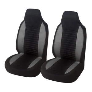 Car Front Bucket Seat Cover Integrated High Back Polyester Gray For Trucks SUV - Picture 1 of 13