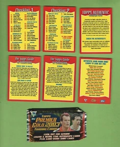 #D185.   2003 PREMIER FOOTBALL / SOCCER LEAGUE CARDS - CHECKLISTS & WRAPPER - Picture 1 of 2