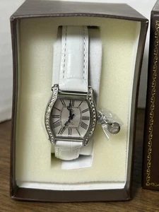 JUICY COUTURE 1901091 SILVER DIAL WHITE LEATHER STRAP LADIES 25MM WATCH - Picture 1 of 5