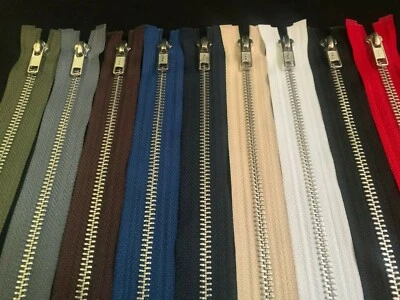 YKK METAL OPEN ENDED ZIP ~SILVER TEETH ~CHOICE OF LENGTH & COLOURS~FAST POSTAGE