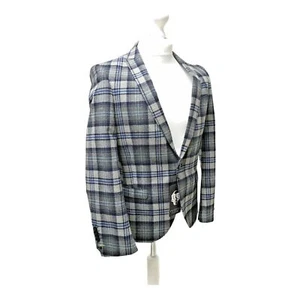 TWISTED SAILOR Mens Blue & Grey Check Jacket Blazer Size 40 NEW Medium RRP £145 - Picture 1 of 12