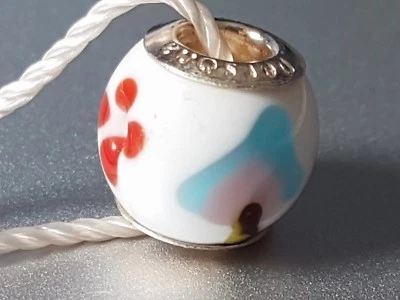 .925 PLATA ESTERLINA ARMONÍA ENCANTO ARMONÍA BLANCO ROJO FLOR HONGO NUEVO B20 Foto 1 de 4