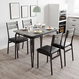 5 Piece Dining Set MDF Top Table and 4 PU Leather Chair for Kitchen Dining Room - Picture 1 of 13