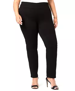 CHARTER CLUB Womens Plus CAMBRIDGE Stretch Pull-On Slim Leg Jeans 24W Black - Picture 1 of 11