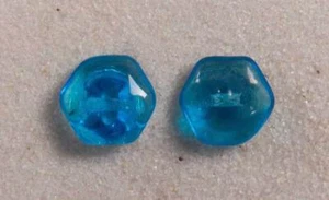 Button Set Transparent Glass Cerulean Blue Hexagon 1/2” 12mm 20L Czechia - Picture 1 of 1