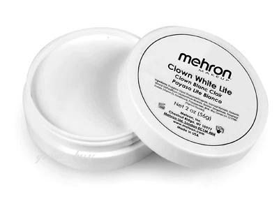 MAQUILLAJE MEHRON_PAYASO LUZ BLANCA_PINTURA CREMA CORPORAL FACIAL ESCENARIO PROFESIONAL_2.OZ. Foto 1 de 4