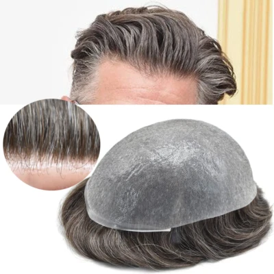 Men Toupee Human Hair Replacement Systems for Men Ultra Thin Skin Mens Hairpiece - Image 1 of 4