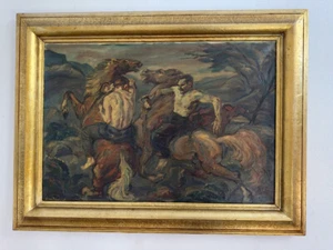 ❗️Antikes Ölgemälde Franz Reinhardt (1881-1946) Männerakte beim Reiterkampf❗️ - Bild 1 von 23