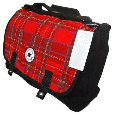 Converse Tasche Shoulder bag 98412-30 Black Patch Canvas Plaid Tartan Logo Rot - Bild 1 von 4