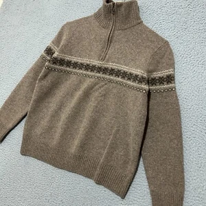 Vintage J. Crew Lambswool 1/4 Zip Sweater Women's M Brown Pullover - Picture 1 of 9