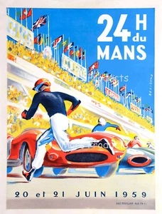 Póster de carreras de Le Mans 1959 estilo vintage 18x24 - Imagen 1 de 2