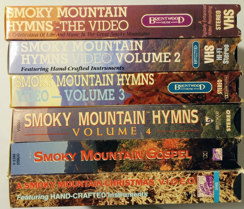 6 VHS lot Smoky Mountain Hymns 1 2 3 4 Christmas Gospel hand-crafted instruments - Image 1 of 4