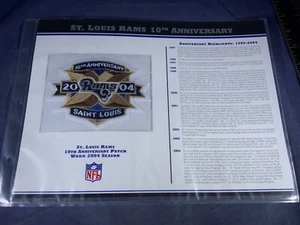 F5-48 NFL PATCH - ST. LOUIS RAMS 10th ANNIVERSARY- 2004 - Picture 1 of 3