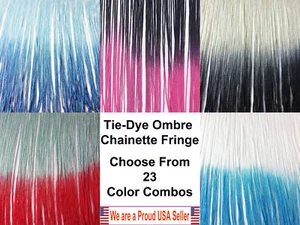 Ombre Chainette Fringes Tonal Multicolor Thread Yarn Loop Trim - HAND DIP DYED - Picture 1 of 86