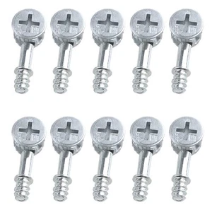 10-Pack Furniture Cam Lock Connector with Dowel Pre-Inserted Nut Screws - Picture 1 of 5