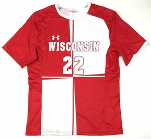 Under Armour Wisconsin Badgers Soccer Jersey Men's Large Red White UJUJ1CM - Picture 1 of 2