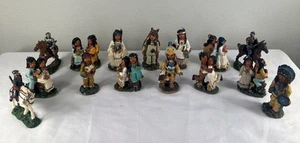 Vintage K's Collection 15 Native American Resin Figurines Children Adult Chief - Picture 1 of 23