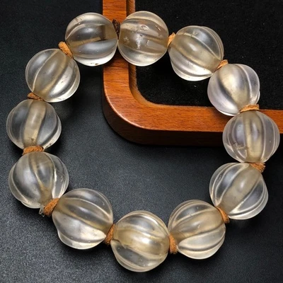 Pulsera amuleto cuentas de melón de cristal budismo tibetano puro tótem cuentas Dzi g1684 Foto 1 de 4