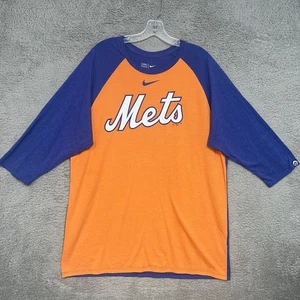 The Nike Tee New York Mets T-Shirt Herren XL Orange 3/4 Arm Center Swoosh Raglan - Bild 1 von 8