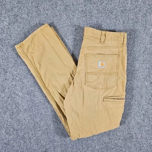 Carhartt Relaxed Fit Canvas Work Pants Tan Brown Men Tagged 34x34 Act 33x31 Flaw - Picture 1 of 8
