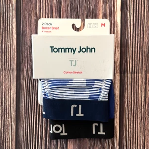 Tommy John Mens Cotton Stretch 2 Pack Boxer Brief 4” Inseam Medium Blue - Picture 1 of 9