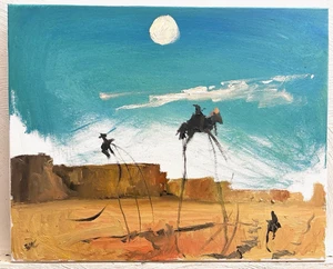 Western Pferd Cowboy Arizona Surrealismus Ölgemälde auf Leinwand 16”x20” Original - Bild 1 von 3