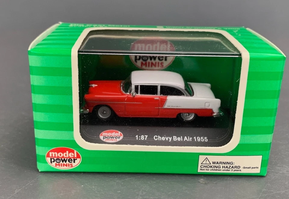 1:87 Diecast Model Power 1955 Chevy Bel Air, Red/White NIB! HO7187 - Image 1 of 4