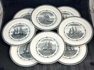 Wedgwood American Clipper Ships grupo negro de 8 platos de almuerzo de barco variado - Imagen 1 de 17