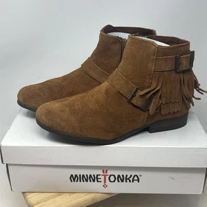 Botín Minnetonka Mujer 6 Rancho 582 Flecos Marrón Gamuza Cuero Cremallera - Imagen 1 de 12