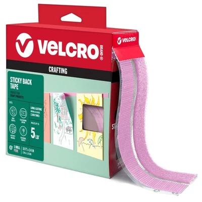 VELCRO Brand Colors | Pink Sticky Back Tape | 10ft Roll with Adhesive, Cut St... - Image 1 of 4