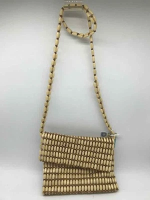 Bolsa de ombro tiracolo Sigrid Olsen bronzeada com miçangas usada - Imagem 1 de 4