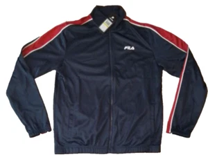 New Fila Mens Track Jacket Zip Up Medium Navy Blue Red & White Stripes Rhory - Picture 1 of 6