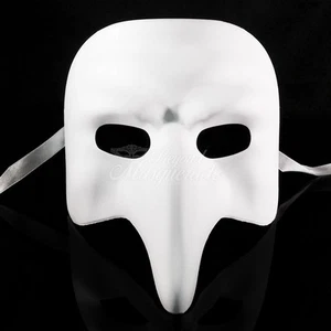 Blank White "NASONE GREZZO" VENETIAN MASK Small Long Nose Masquerade Mask - Picture 1 of 4
