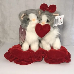 Valentine Plush Prima Creations Cats On Heart Pillow Kittens With Original Tags - Picture 1 of 11