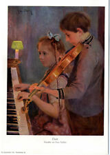 Franz Guillery Duett Musik Klavier-Geige-spielende Kinder Histor.Kunstdruck 1912