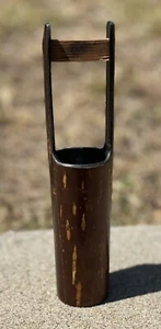 Vintage japanische Kirschrinde Ikebana Holz Vase mit original Glaseinsatz - Bild 1 von 6