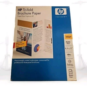 HP Inkjet Tri-Fold Broszura Papier Matowe wykończenie 8,5x 11 wstępnie punktowanych 98/100 sztuk - Zdjęcie 1 z 9