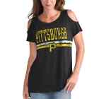 Pittsburgh Pirates MLB Baseball Women's Cold Shoulder Scoopneck Tee Shirt NWT 