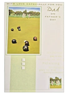 Father's Day Card Bowls Bowling Green For Dad From Daughter Son Outdoor Sports - Picture 1 of 2