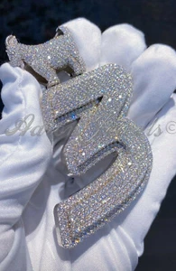 Colgante Número Moissanita | VVS1 | Hombre 3" | Plata de Ley 925 | Regalo Personalizado - Imagen 1 de 6