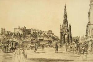 Robert C. Robertson signed original etching ‘Edinburgh, Scotland' 1920's - Imagen 1 de 6