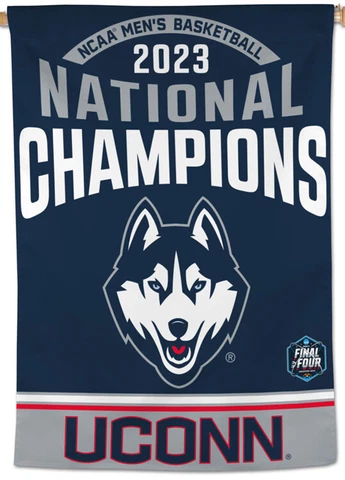 UCONN HUSKIES 2023 NCAA NATIONAL BASKETBALL CHAMPIONS 28x40 WALL BANNER Cover