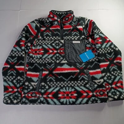 Columbia West Bend 1/4 Zip Women's S Small Pullover Fleece Red Black & White - Image 1 of 4